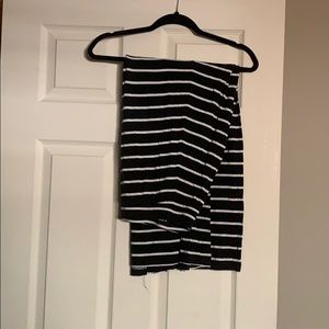 Black and ivory stripe maxi skirt